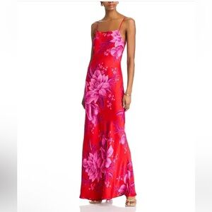 Farm Rio red pink summer fruit maxi slip dress